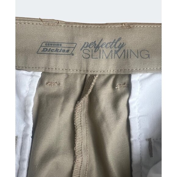 Genuine Dickies Womens Perfectly Slimming High Rise Pant Relaxed Fit Khaki 14R - Picture 5 of 16